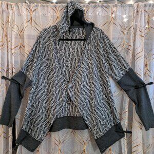 prAna Charcoal Gray Drape-Front Hoodie Wrap